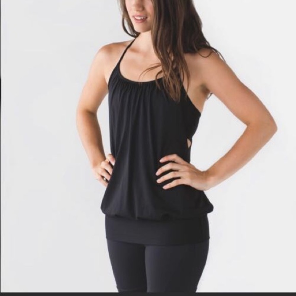 Black workout tank with built in bra - Picture 1 of 5